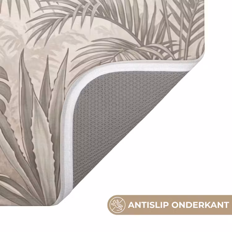 Jungle - Tropisch - Natuur -Vintage - Beige Badmat middel -USP_AntislipNL
