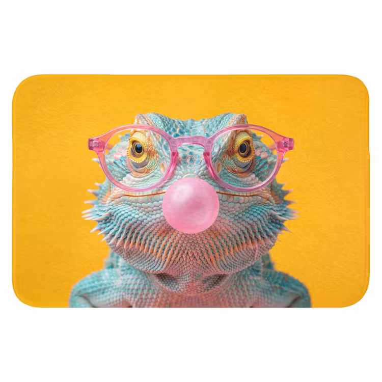 Kameleon - Kauwgom - Kleurrijk Badmat klein -3d
