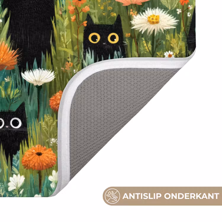 Katten - Bloemen - Kleurrijk Badmat klein 997 -USP_AntislipNL