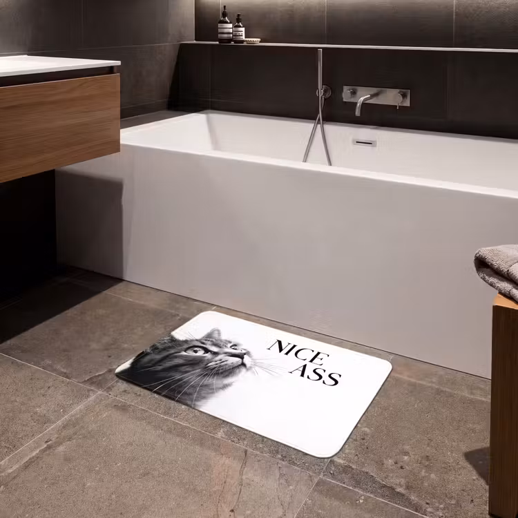 Katten - Nice ass - Quote - Zwart wit - Spreuken Badmat klein -sfeer3