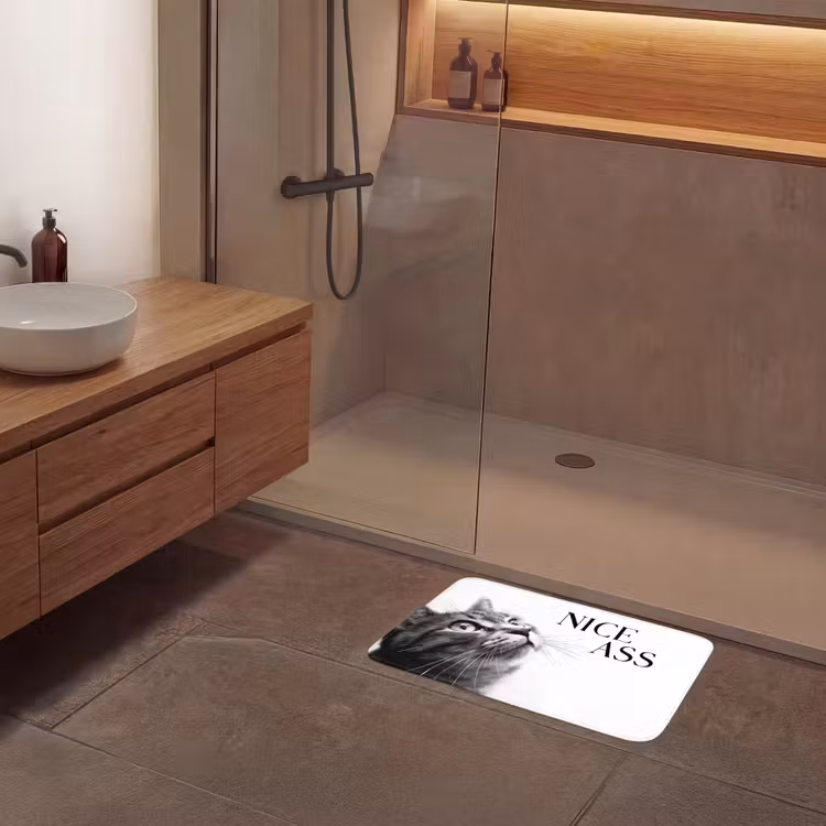 Katten - Nice ass - Quote - Zwart wit - Spreuken Badmat klein -sfeer2