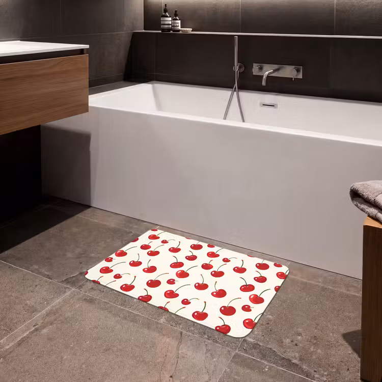Kersen - Minimalistisch - Rood Badmat klein 997 -sfeer3