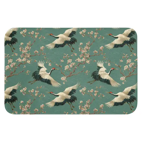 Kersenbloesem - Kraamvogels - Groen Badmat klein 997 -3d