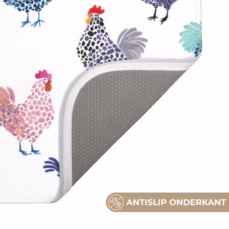 Kippen -Aquarel - Kleurrijk Badmat klein 997 -USP_AntislipNL