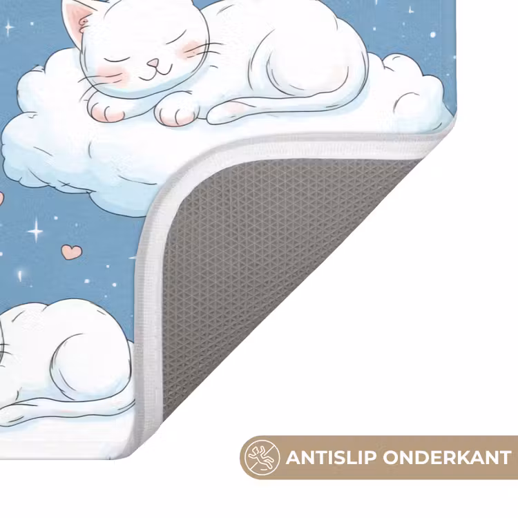 Kitten - Wolken - Blauw Badmat klein 997 -USP_AntislipNL