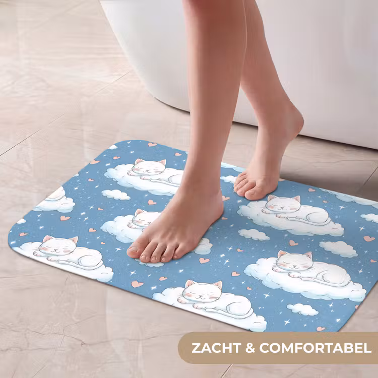 Kitten - Wolken - Blauw Badmat klein 997 -USP_ZachtNL