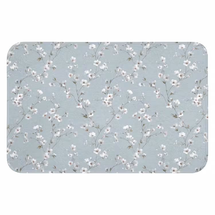 Klassiek - Bloemen - Blauw Badmat klein 997 -3d