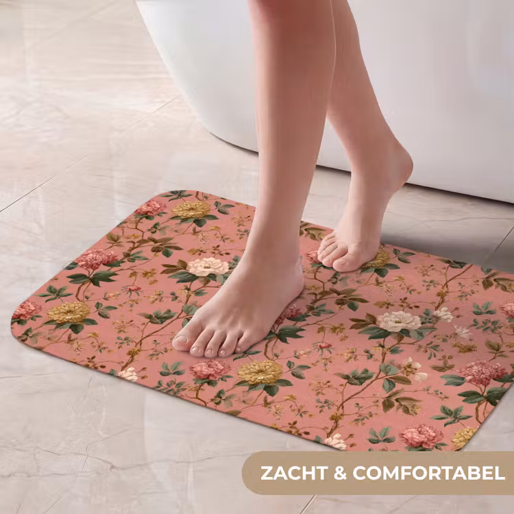 Klassiek - Botanisch - Roze Badmat klein 997 -USP_ZachtNL