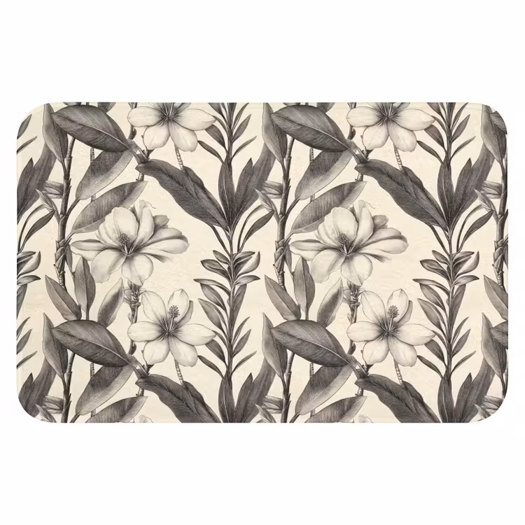 Klassiek - Botanisch - Zwart - Beige Badmat klein 997 -3d