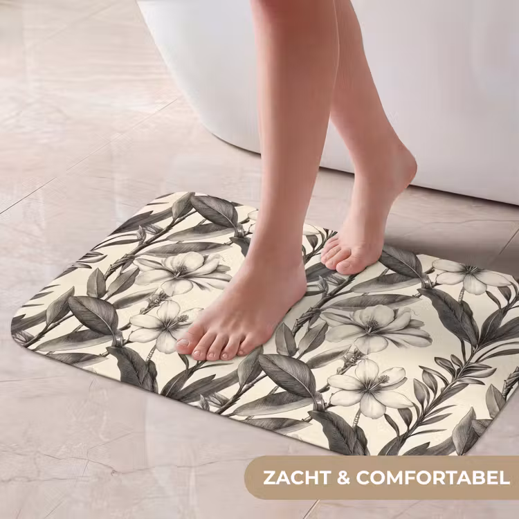 Klassiek - Botanisch - Zwart - Beige Badmat klein 997 -USP_ZachtNL
