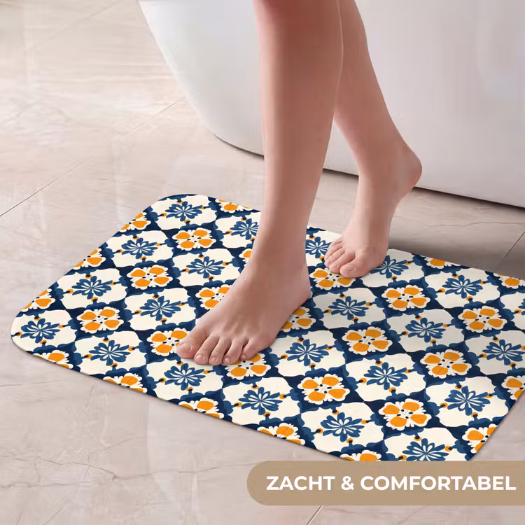 Klassiek - Geometrisch - Blauw Badmat klein 997 -USP_ZachtNL
