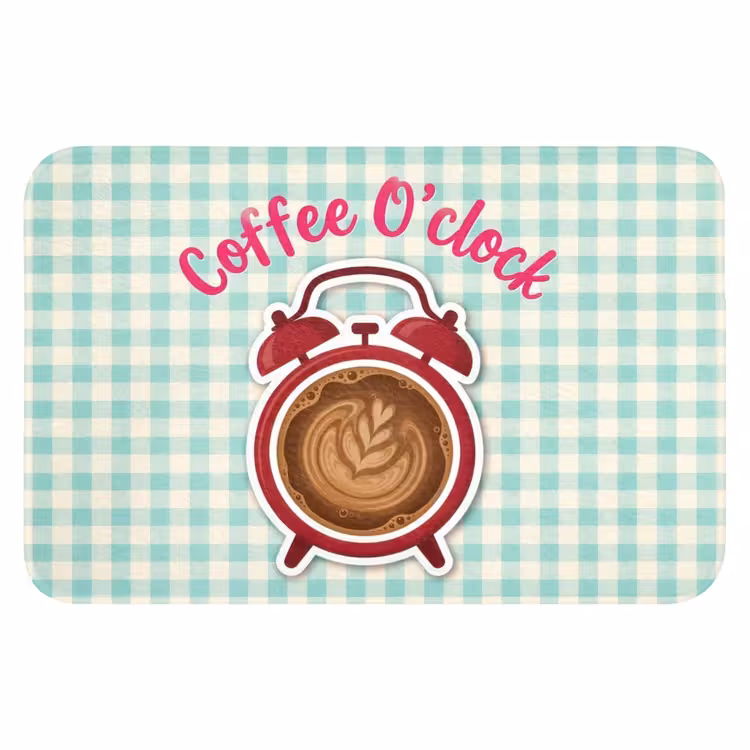Koffie - Klok - Groen Badmat klein -3d
