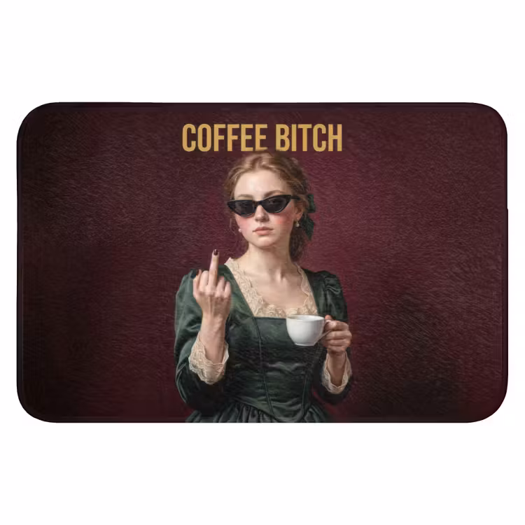 Koffie - Vrouw - Middelvinger Badmat klein -3d