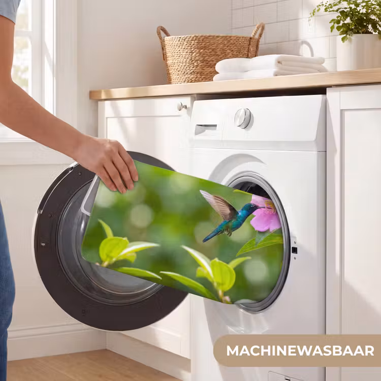 Kolibrie - Bloem - Natuur - Groen Badmat klein -USP_WasbaarNL