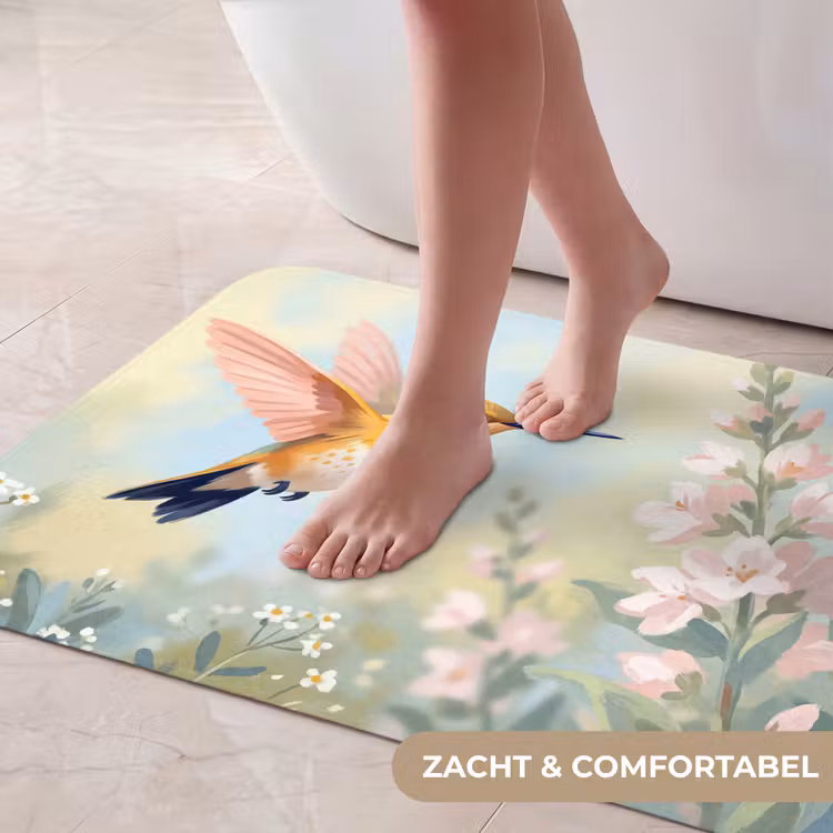 Kolibrie - Illustratie - Kleurrijk Badmat middel -USP_ZachtNL