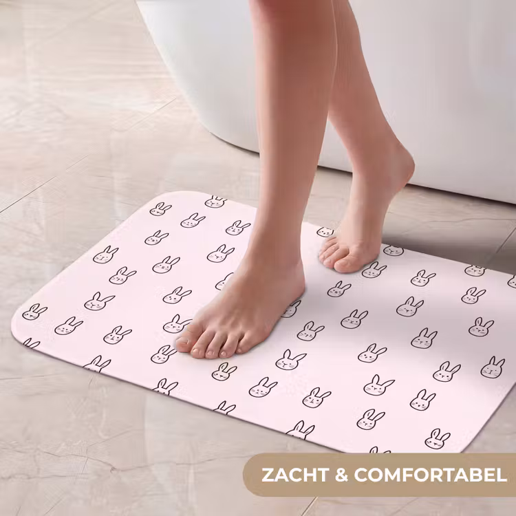 Konijnen - Minimalistisch - Roze Badmat klein 997 -USP_ZachtNL