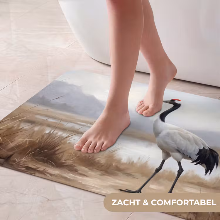 Kraanvogel - Natuur - Realistisch Badmat klein -USP_ZachtNL