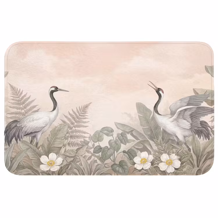 Kraanvogels - Natuur - Roze Badmat klein -3d