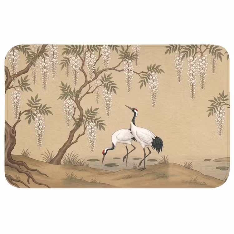 Kraanvogels - Water - Beige Badmat klein -3d
