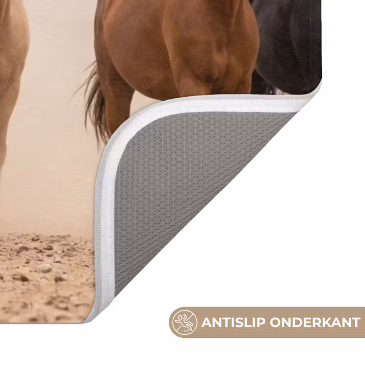 Kudde paarden - Stofwolk - Bruin - Zwart Badmat klein -USP_AntislipNL