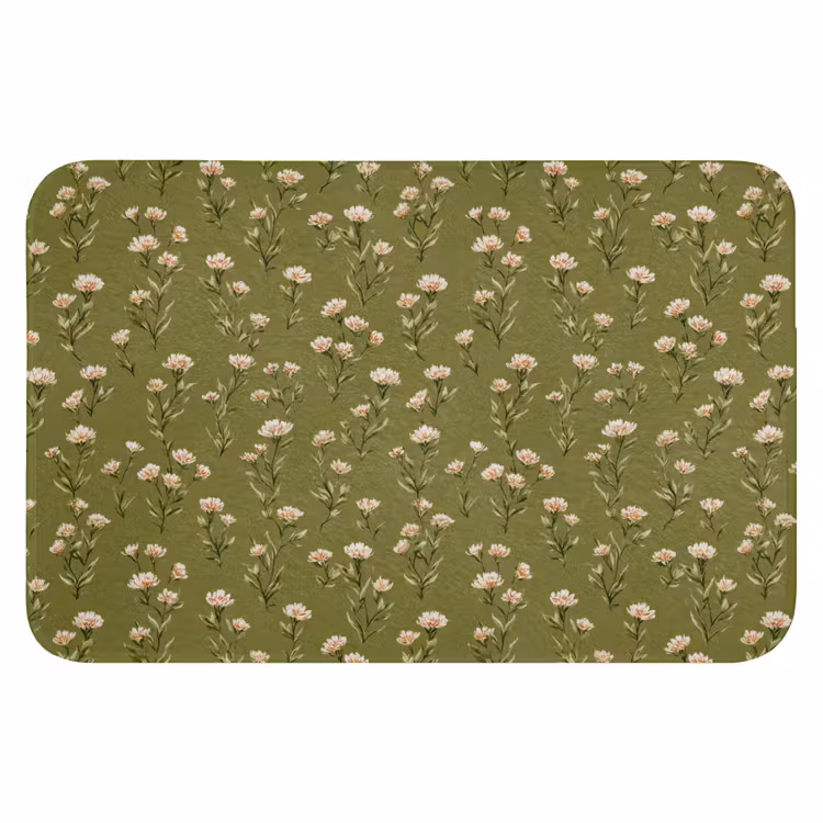 Landelijk - Bloemen - Groen Badmat klein 997 -3d