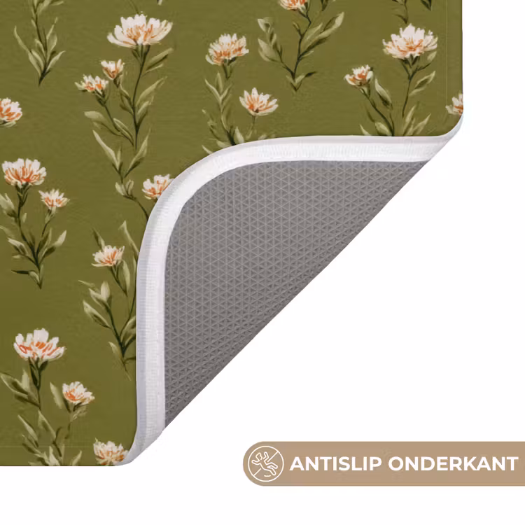 Landelijk - Bloemen - Groen Badmat klein 997 -USP_AntislipNL