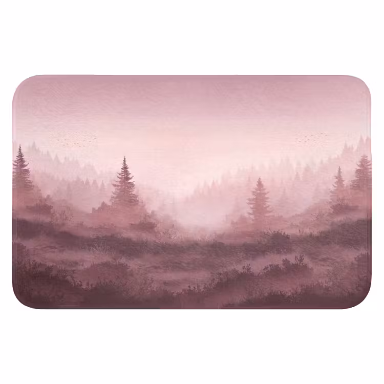 Landschap - Mistig - Roze Badmat klein -3d