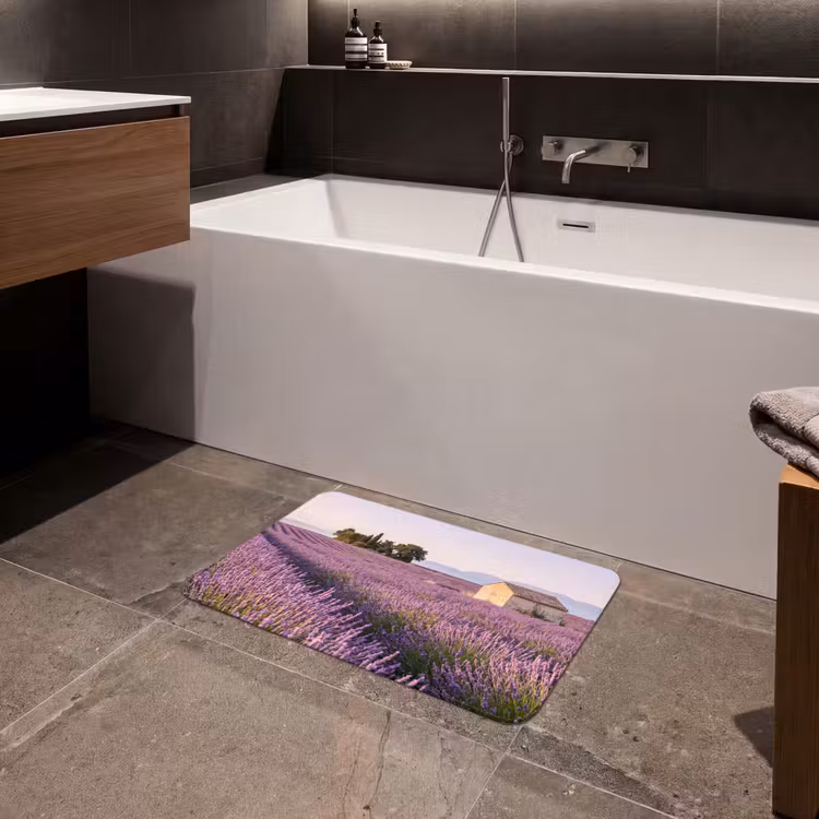 Lavendel - Landschap - Sereen - Paars Badmat klein -sfeer3