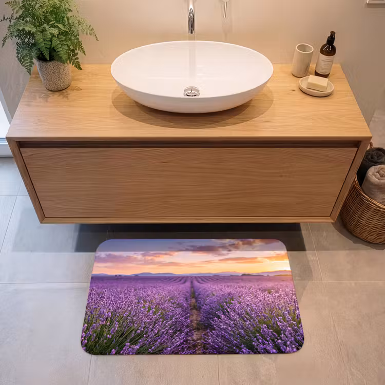 Lavendel - Veld - Natuur - Paars Badmat klein -sfeer1