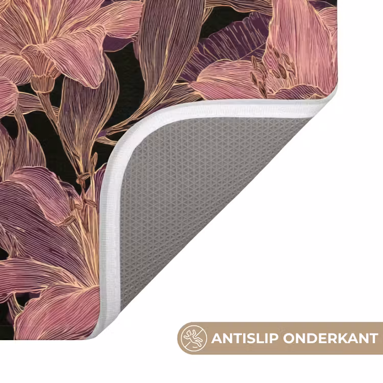 Lelies - Patroon - Paars - Goud Badmat middel 997 -USP_AntislipNL