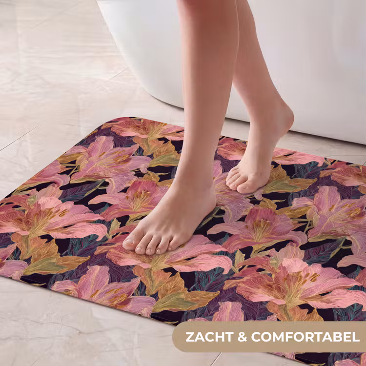 Lelies - Patroon - Roze - Goud Badmat klein 997 -USP_ZachtNL