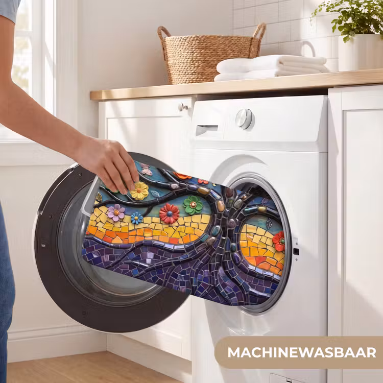 Levensboom - Mozaïek - Bloemen - Kleurrijk - Vrolijk Badmat klein -USP_WasbaarNL