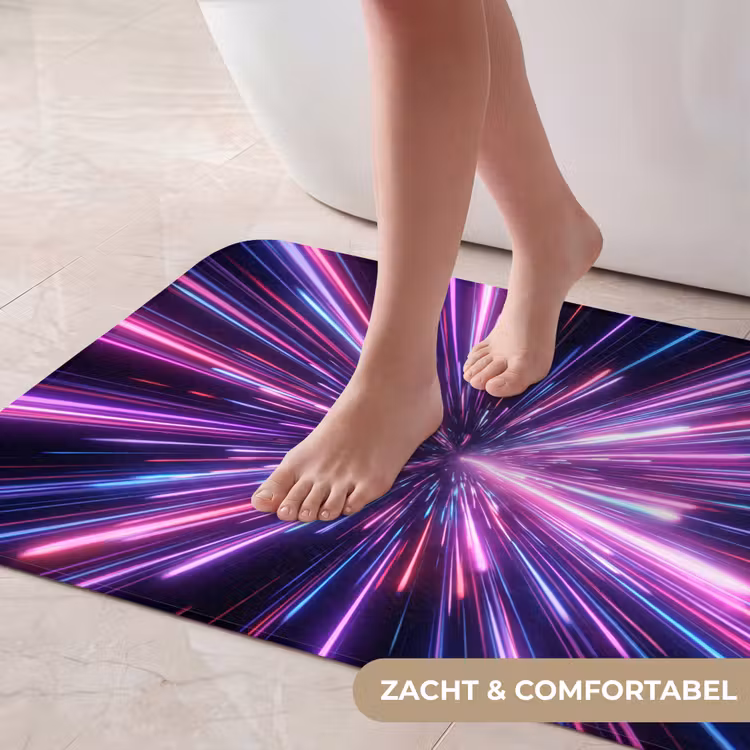 Lichtsnelheid - Ruimte - Roze - Paars Badmat klein -USP_ZachtNL