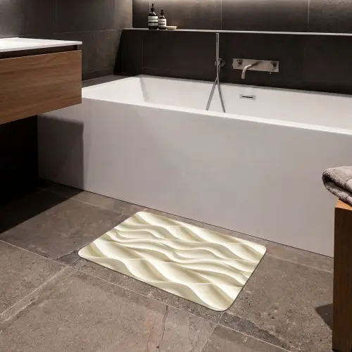 Lijnen - Golvend - Crème Badmat klein 997 -sfeer3