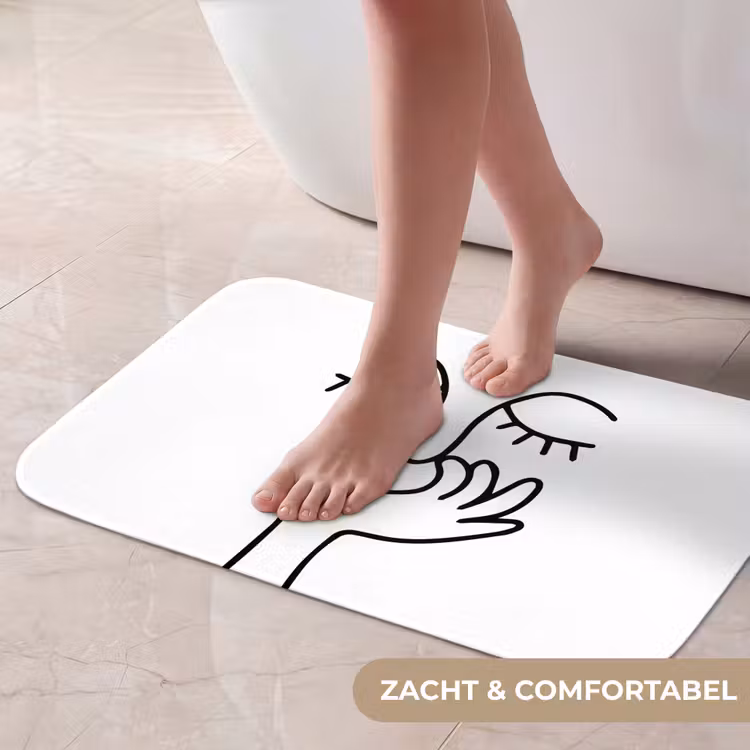 Line art - Gezicht - Wit Badmat klein -USP_ZachtNL