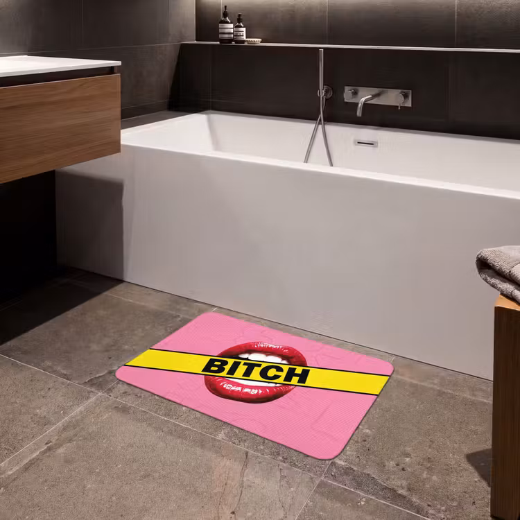 Lippen - Tekst - Kleurrijk Badmat klein -sfeer3
