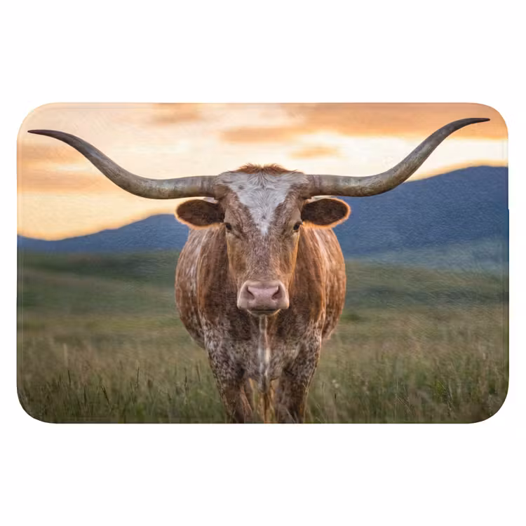 Longhorn - Landschap - Zonsondergang Badmat klein -3d