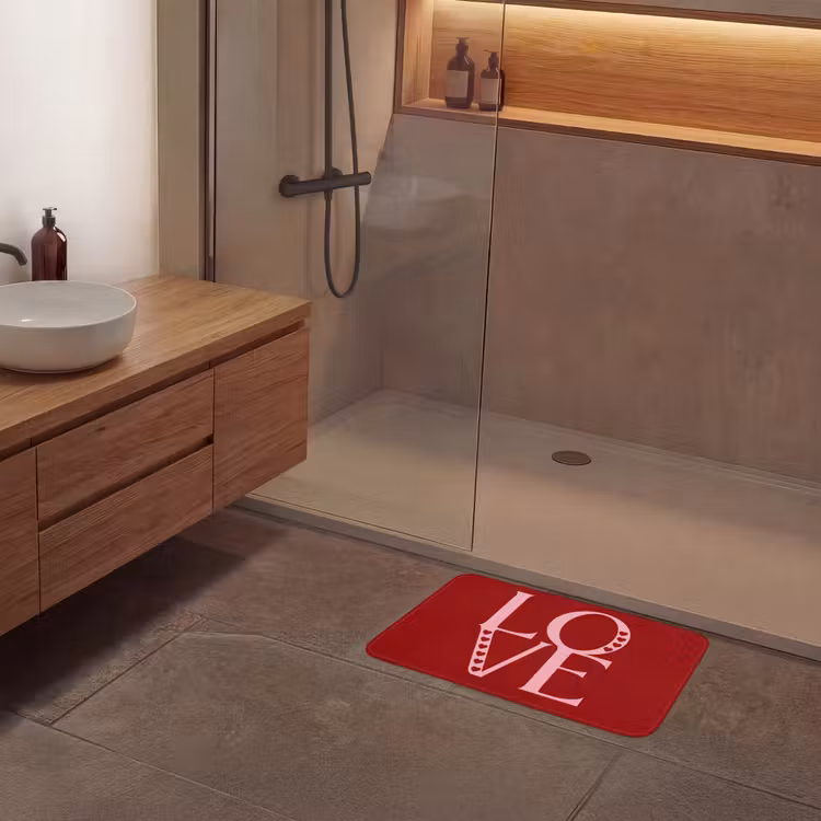 Love - Rood - Hatjes Badmat klein -sfeer2