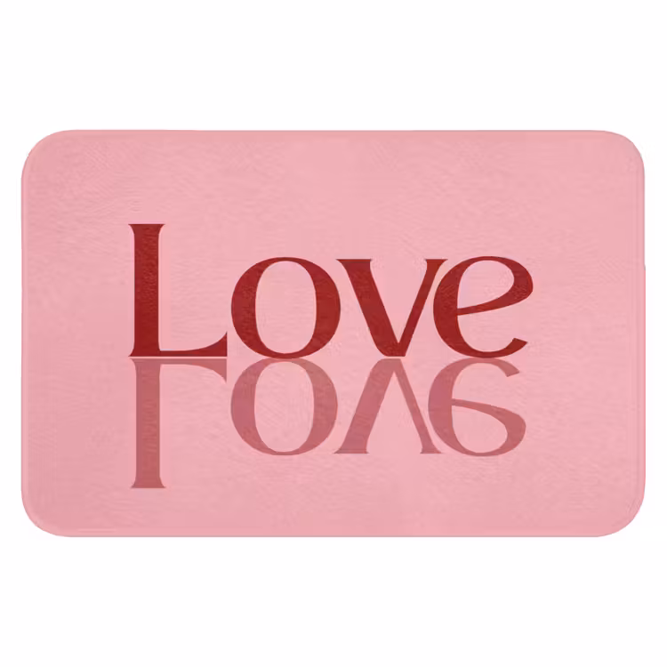 Love - Roze - Spiegeling Badmat klein -3d