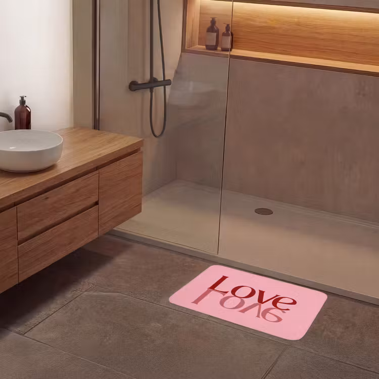 Love - Roze - Spiegeling Badmat klein -sfeer2