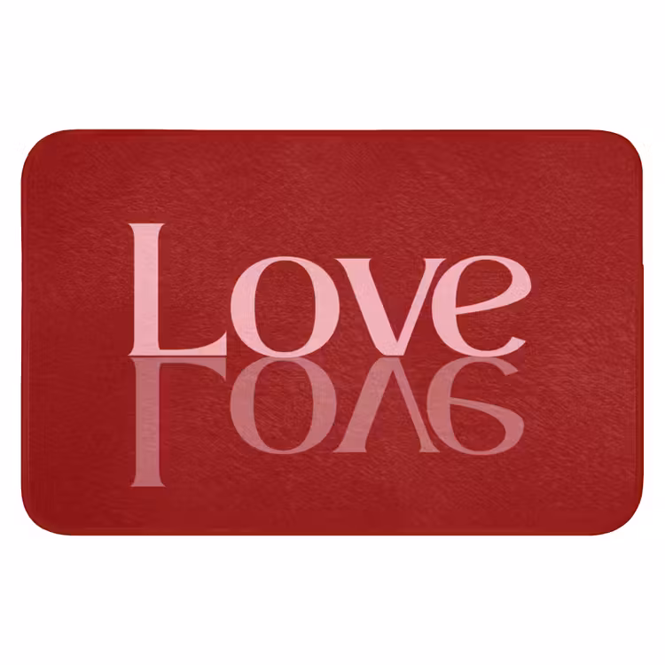 Love - Spiegeling - Rood Badmat klein -3d