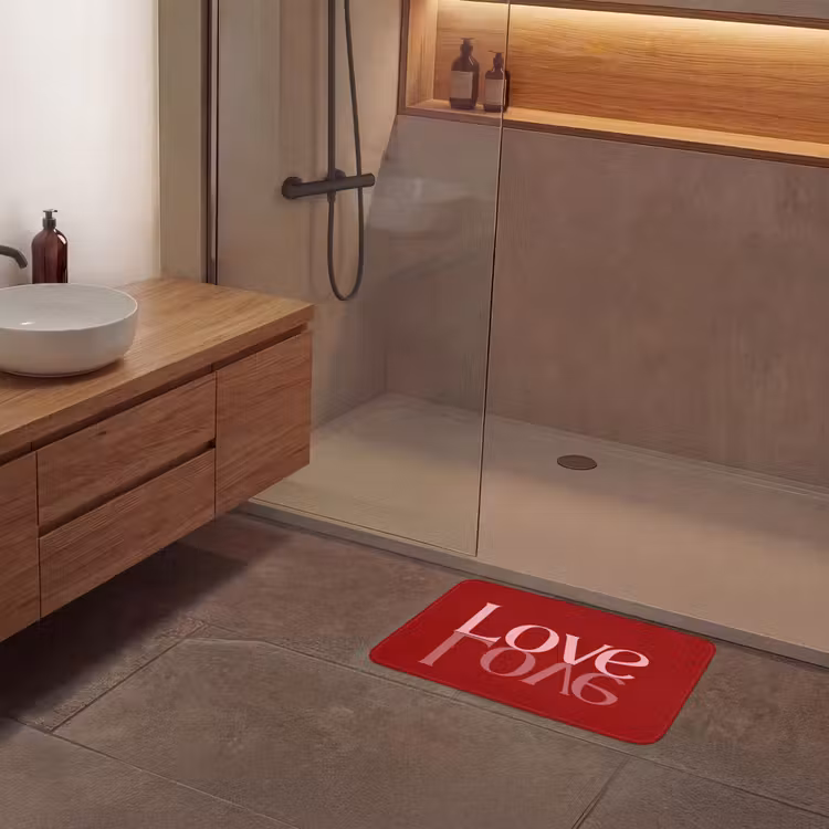 Love - Spiegeling - Rood Badmat klein -sfeer2