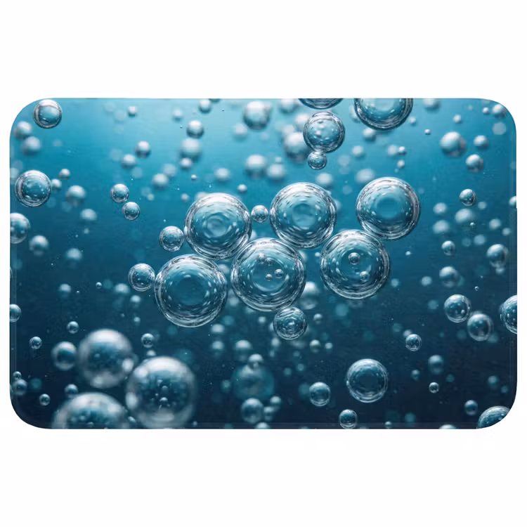 Luchtbellen - Dynamisch - Blauw Badmat klein -3d