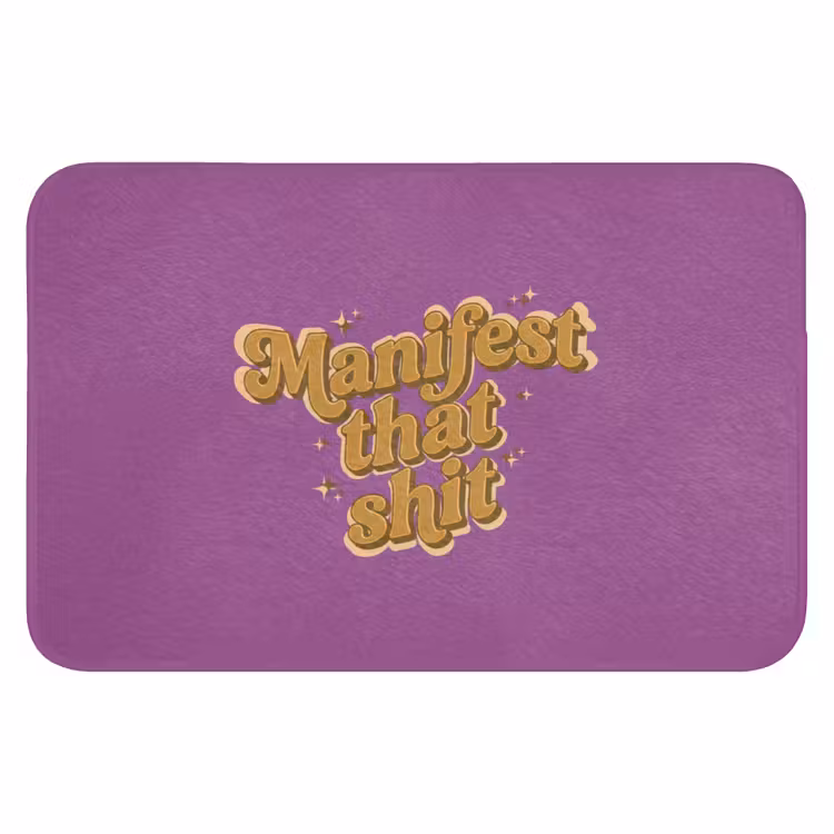 Manifest that shit - Paars - Glitter Badmat klein -3d
