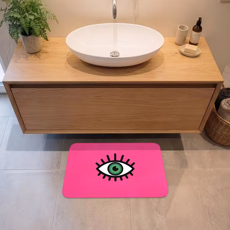 Minimalistisch - Oog - Roze Badmat klein -sfeer1