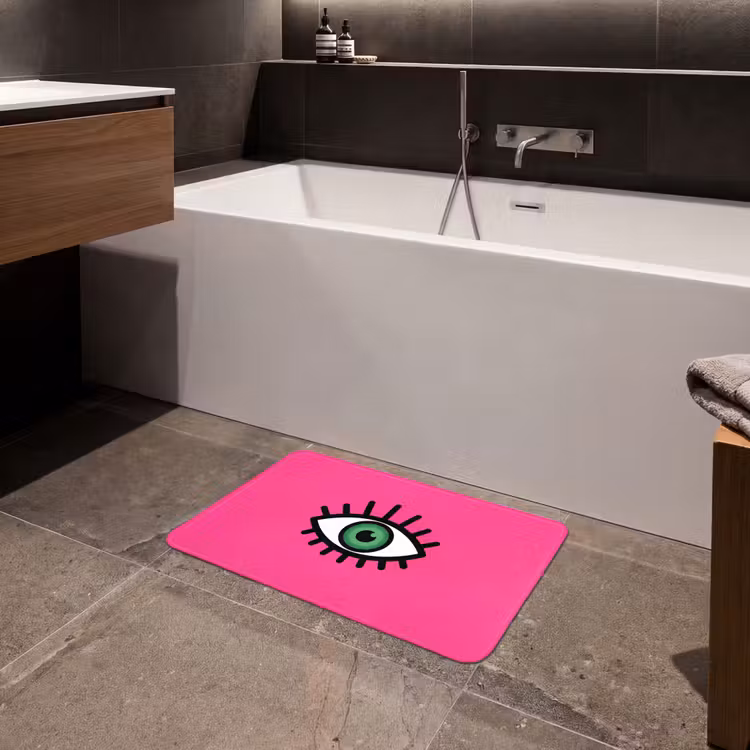 Minimalistisch - Oog - Roze Badmat klein -sfeer3