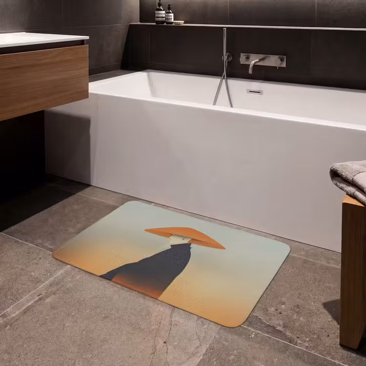 Minimalistisch - Silhouet - Oranje Badmat middel -sfeer3