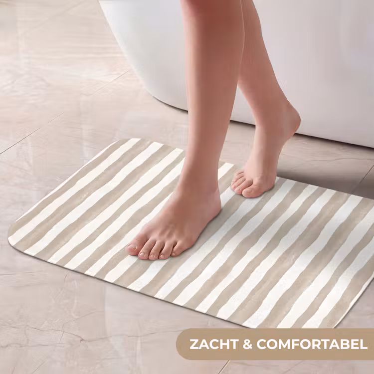 Minimalistisch - Strepen - Beige Badmat klein 997 -USP_ZachtNL