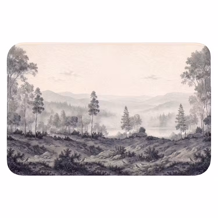 Mistig - Berglandschap - Illustratie Badmat klein -3d