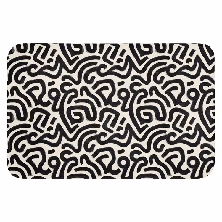 Modern - Abstract - Zwart Badmat klein 997 -3d